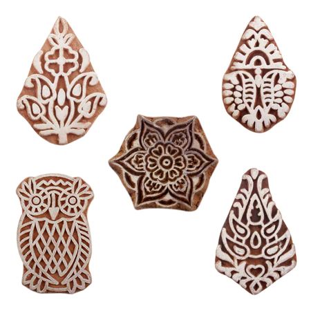 Set of 5 Piece New Mix Wooden Printing Blocks